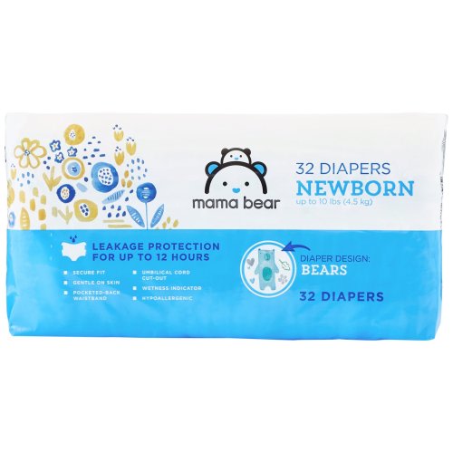 Amazon Brand - Mama Bear Diapers, Newborn, 32 Count, Bears Print