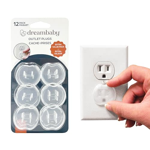 Dreambaby Plastic Baby Safety Outlet Plug Covers - 12 Pack - Outlet Covers Baby Proofing