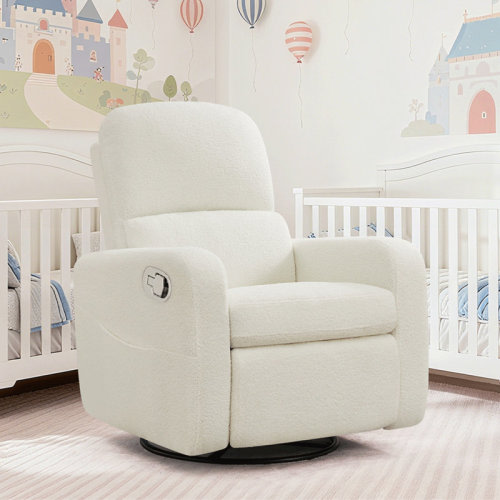 Latitude Run® Reiby 36" Modern Upholstered Boucle Fabric Swivel and Rocker Glider Recliner & Reviews | Wayfair