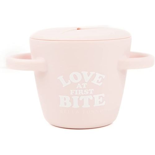 Snack Cups for Toddlers by Bella Tunno, Silicone Spill Proof Food Container with Lid, Babies & Kids 6-12 Months, Love First Bite
