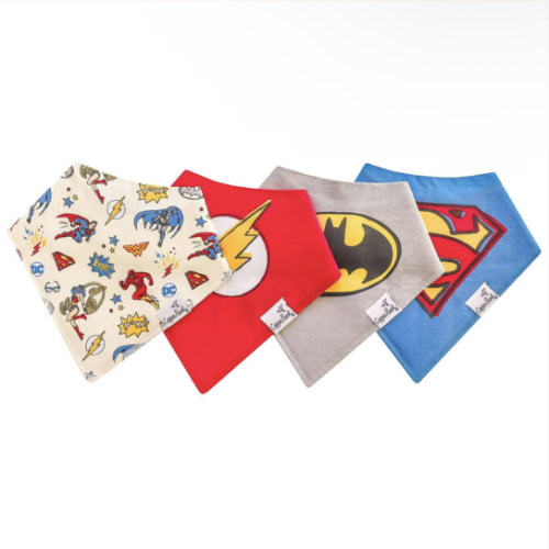 4 Pack Baby Bandana Bibs - Justice League