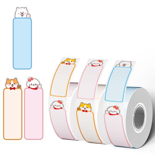 Phomemo D30 D35 Q31 Label Maker Tape, Black on Dogs Patterns Vertical Label Tape, Special Shapes Pre-Cut Self-Adhesive Sticker Thermal Paper Label Tag, 12 x 40mm (0.47 x 1.57) 3-Roll