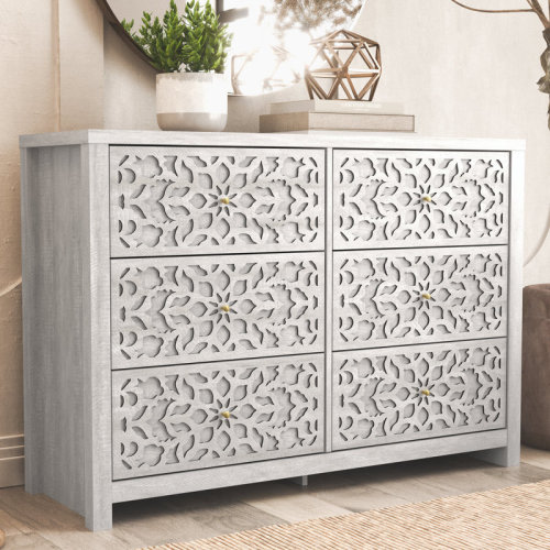 Langley Street® Lukasik 45.4'' W 6-Drawer Engineered Wood Double Dresser & Reviews | Wayfair