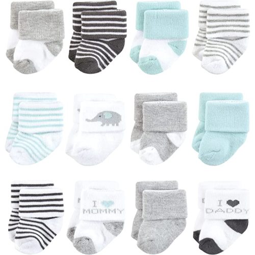 Hudson Baby baby-girls Cotton Rich Newborn and Terry Socks