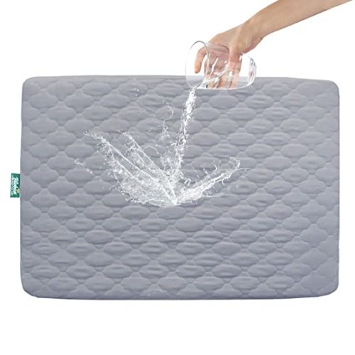 Pack and Play Sheets Mattress Pad Protector Fitted Waterproof Playard Mattress Cover, Compatible with Graco Pack n Play & Dream On Me & Pamo Babe, Playpen/Playard Sheet Quilted, Gray, 39" x 27"
