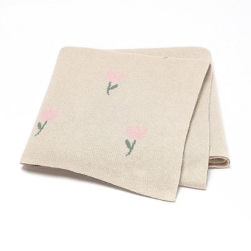 MyKids-USA Best-Selling Knitted Baby Blanket With Fresh Floral Design: New Collection For Spring, Autumn, And Winter