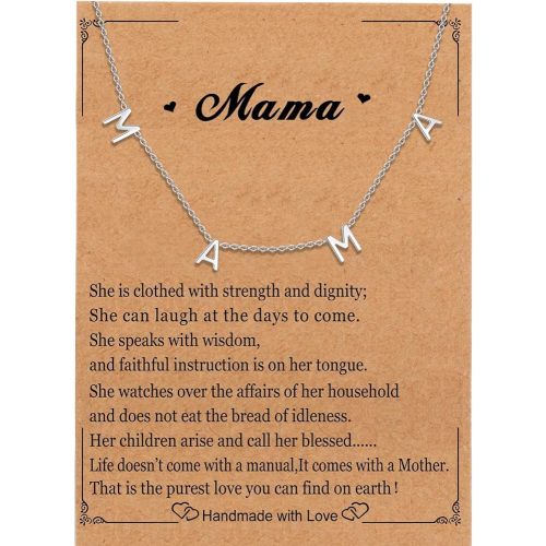 SKQIR Mama Necklaces For Women, Gold Plated Momma Mom Necklace,Pregnant Pregnancy Gifts For Expecting Mom, First Time New Mom Gifts,Mommy Mama To Be Gifts,Postpartum Gifts For Mom After Giving Birth