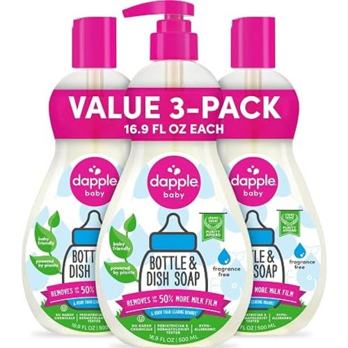 Dapple Baby - Fragrance Free Bottle & Dish Soap - 16.9 fl oz (3 Pack)