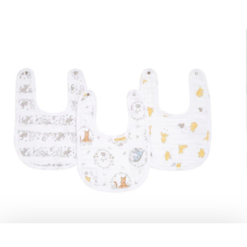 Cotton Muslin Snap Bib 3pk Winnie + Friends | aden + anais