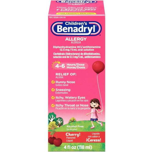 Benadryl Allergy Liquid Cherry For Children 4 oz (Pack of 2)