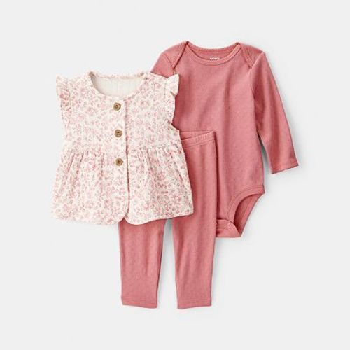 Baby Girl Carter's 3-pc. Floral Vest, Bodysuit & Legging Set