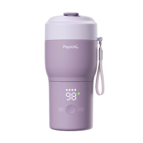 Papablic Portable Bottle Warmer Pro for Travel – Fast Heating, Built-in Sterilizer, 30W Fast Charge, 5-Temp Control, Easy-Clean Wide Mouth, Baby Milk Warmer for Breastmilk & Formula, Lilac Purple