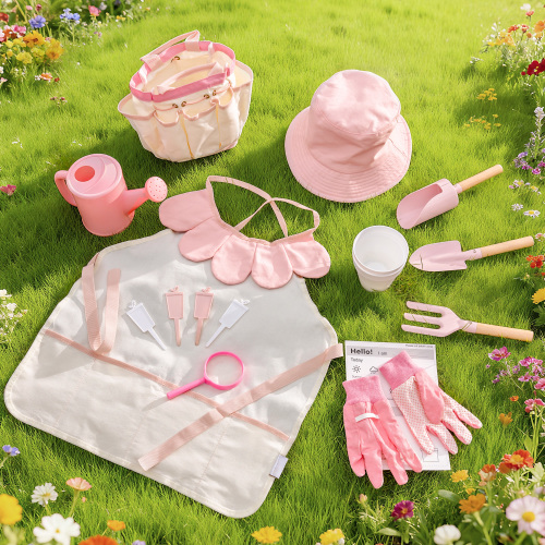 ROBUD Kids Gardening Set, 17PCS Kids Gardening Tools for Girls, Toddler Gardening Set with Hat, Apron, Gloves, Watering Can & Tool Bag