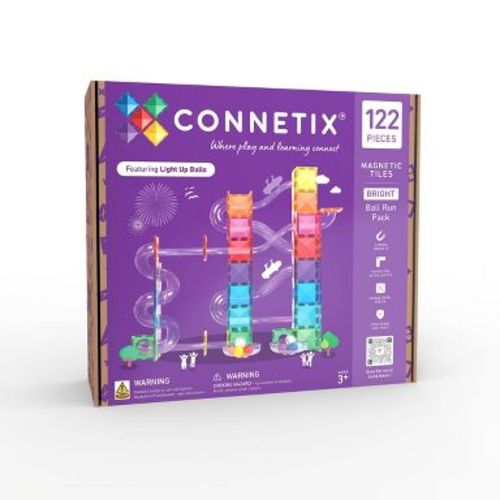 CONNETIX Magnetic Tiles Bright Ball Run Pack Building Blocks 122pc