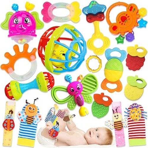 Baby Rattles 0-6 Months: Baby Toys Rattles for Babies 6-12 Months Infant Toys 0-3 Months Newborn Toys Teething Toys 3-6 Months - Baby Rattle Socks Baby Gifts for Boy Girl