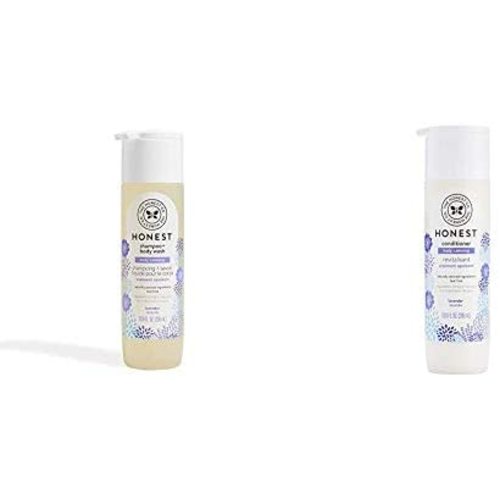 The Honest Company Truly Calming Lavender Shampoo + Body Wash 10 Fl Oz (Pack of 1) and The Honest Company Truly Calming Lavender Conditioner, 10 Fluid Ounces