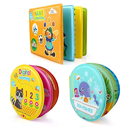 Baby Bath Toys, Nontoxic Bath Books for Babies Bath Time, Bathtub Toys for Toddlers 6 to 12 18 Months, Soft Educational Bath Toys for 1-3 Year Old Girls Boys(Pack of 3)