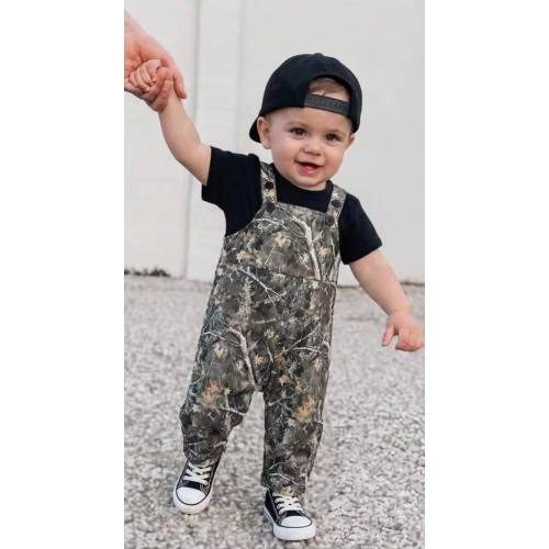 SHEIN Newborn Baby Boy Cute Versatile Casual Military Green Leaf Print Romper Baby Boy Overall Set Safari Baby ButtonedMulticolor Outfit Camo Baby Clothes | SHEIN USA