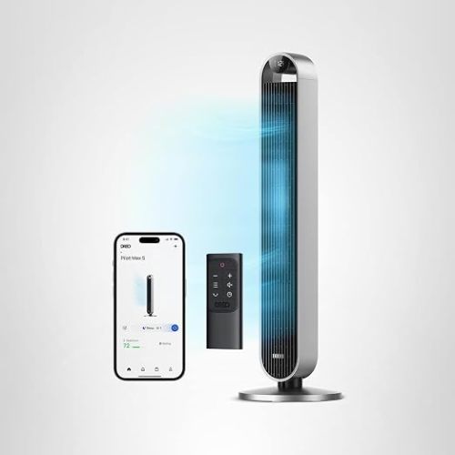 DREO Tower Fan for Bedroom, 42 Inch 120° Oscillating Fan, 20dB Quiet DC Motor, 28ft/s Velocity Bladeless Standing Fan with 12 Speeds, 4 Modes, 12H Timer Cooling Fans for Home, Living Room