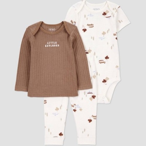 Carter's Just One You® Baby Boys' 3pc Wilderness Bodysuit Set - Brown 3M