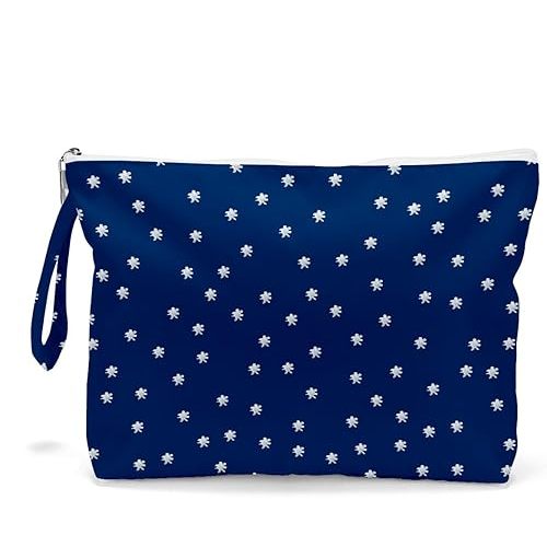 Fokongna Travel Makeup Bag - Zipper Pouch for Women, Sister, Friends - Beach, Pool, Yoga, Gym Clothes, Swimsuit, Diapers - Ocean, Sea, Shells, Starfish