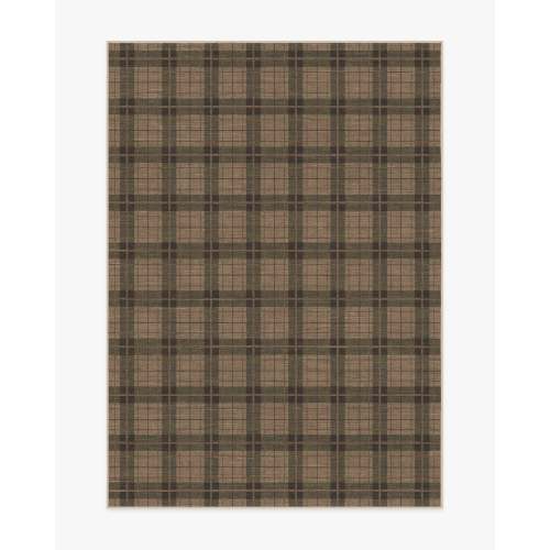 Alfie Plaid Natural & Green Flatwoven Rug | Ruggable US