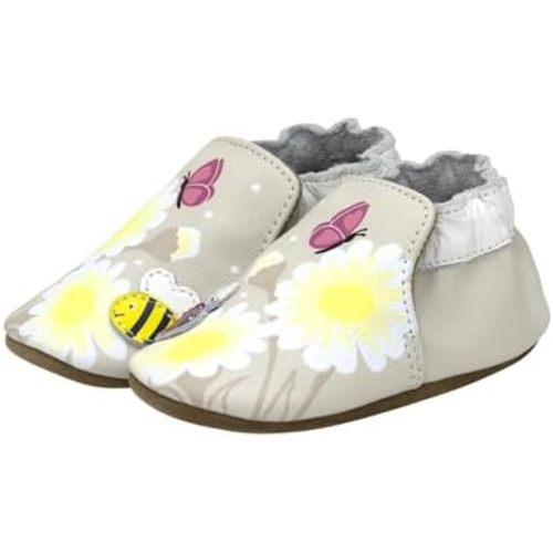 Robeez Soft Soles Baby Shoes for Infants and Toddlers, Leather Crib Shoes with Flexible Suede Sole, Barefoot Feel First Walker Infant Slippers