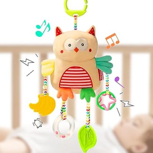 Baby Hanging Toys, Plush Animal Stuffed Sensory Toys for Carseat Stroller Car Seat Crib Play Gym, Baby Toys for 0 3 6 9 12 Months, Baby Boys and Girls Gift (Owl)