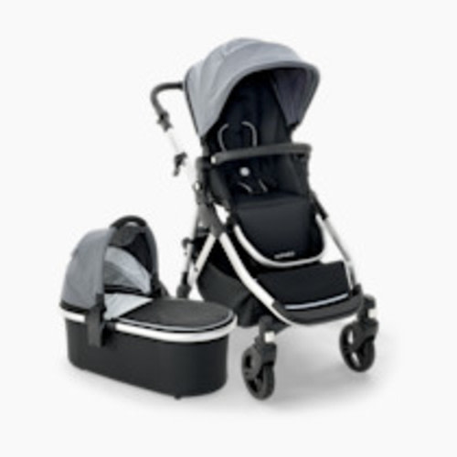Mockingbird Single-to-Double Stroller 2.0 and Bassinet Bundle - Heather Grey Canopy With Black Leather