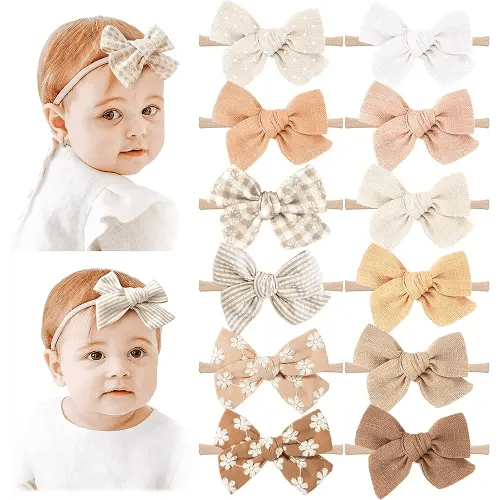Niceye Baby Girl Bows and Headbands, Stretchy Nylon Hairbands Hair Bows for Newborns, Infants, Toddlers - Handmade Baby Hair Accessories for Girls
