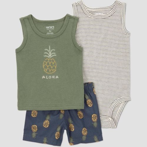 Carter's Just One You® Baby Boys' 3pc Pineapple Top & Bottom Set - Green