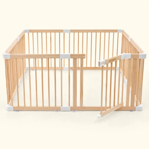 HARPPA Wooden Baby Gate Playpen | Non-Toxic Foldable DIY Adjustable Play Yard for Infants & Toddlers – Natural Finish Baby Fence for Small & Large Spaces