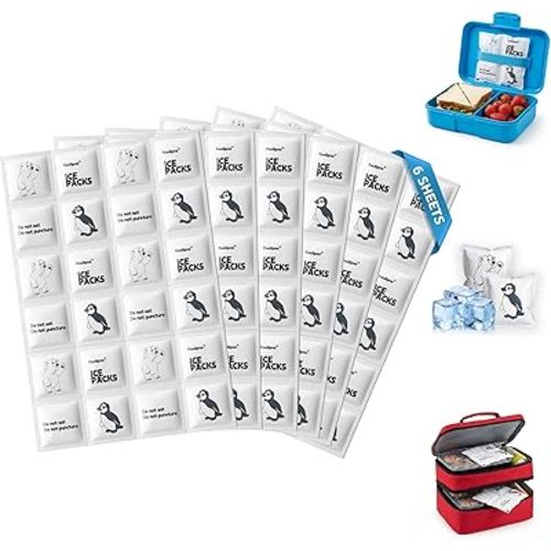 Ice Packs for Lunch Boxes, 6 Sheets Cut-to-Size Flexible Ice Sheets, Thin Reusable Freezer Packs for Coolers, No-Leak Flat Cold Blocks for Work Meal Prep & Picnic