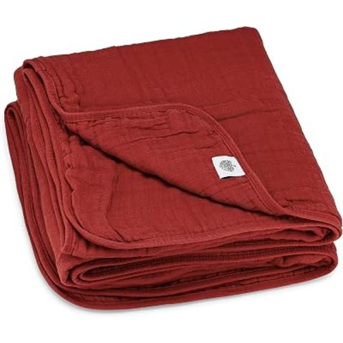 Parker Baby Co. Soft Baby Quilt Blanket for Nursery & Tummy Time - Crimson