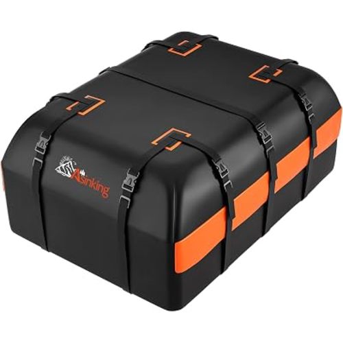 Car Rooftop Cargo Carrier Bag, 21 Cubic Feet 100% Waterproof Heavy Duty 840D Car Roof Bag for All Vehicle with/Without Racks - Anti-Slip Mat, 6 Door Hooks, Storage Bags, 2 Extra Straps, Luggage Lock