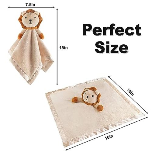 Pro Goleem Loveys for Babies - Soft Security Blanket Baby Snuggle Toy Newborn Stuffed Animals Baby Gifts for Boys and Girls, Lion 16 Inch - Q Lion