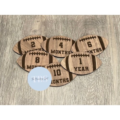 Football Baby Monthly Tags - Football Baby Decor - Birth Announcment - Baby Monthly Photo- Milestone Baby Gift - Sports Theme - Baby Shower