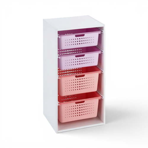 Your Zone Kids Sliding Bin Organizer with 4 Storage Bins, Pink