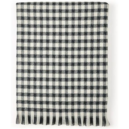 CREVENT Farmhouse Boho Knitted Throw Blanket for Couch Sofa Chair Bed Home Decoration, Soft Warm Cozy Light Weight for Spring Summer Fall (50''X60'' Plaid Black)