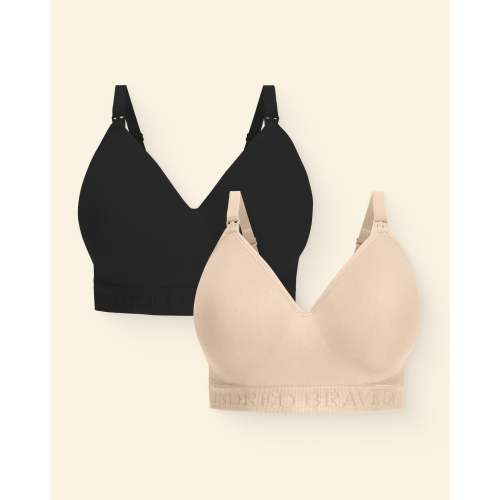 Sublime® Contour Maternity & Nursing Bra Two-Pack | Beige & Black - Kindred Bravely