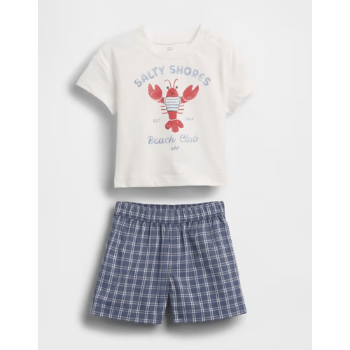 Baby Lobster Graphic T-Shirt & Plaid Short Set