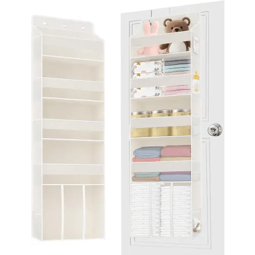 5-Tier Over the Door Organizer - Extra Large Diaper Caddy With 10 Mesh Pockets for Baby Stuff, Hanging Closet Storage for Clothing, Toys & Newborn Essentials in Nursery