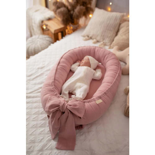 Light Pink Linen Baby Nest for Newborn | Baby Girl Lounger