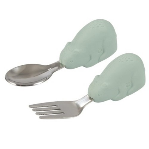 Tiny Twinkle Toddler Utensils, Spoon and Fork Set, BPA-Free Kids Silverware With Silicone Handle for 12 Months & Up