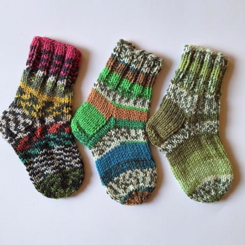 Handknit Wool Baby Socks, Colorful Toddler Socks (12-24 Months)