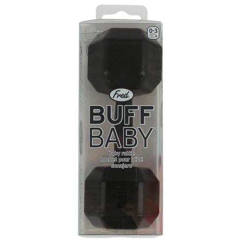 Buff Baby Dumbbell Rattle, Plastic, Black, 5 1/2 x 2 inches