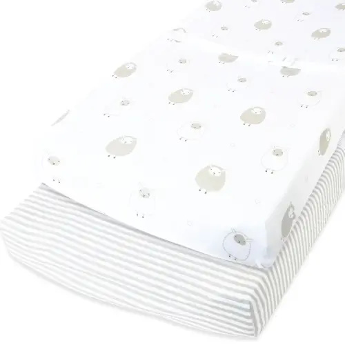 Cuddly Cubs Changing Pad Covers – 2 Pack – Snuggly Soft Plush Cotton Changing Table Covers for Boy, Girl – Fits Perfectly on Summer Infant and Other 16 x 32 Baby Changing Table Pads – Grey Stripes