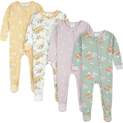 Gerber Baby Girls Baby-girls 4-pack Footed Pajamas
