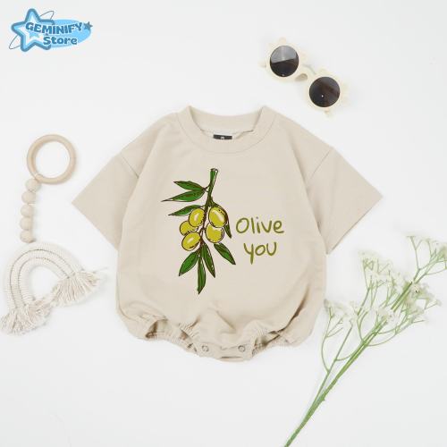 Cute Olive You Baby Romper, Loved Baby, Food Pun, Funny Baby Romper, Newborn Bodysuit, Cute Baby Shower Gift for Newborn, Fruit Baby Romper
