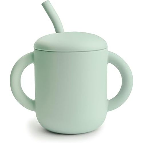 mushie 100% Silicone Training Cup & Straw for Toddlers | 6 Months+ (Whales)